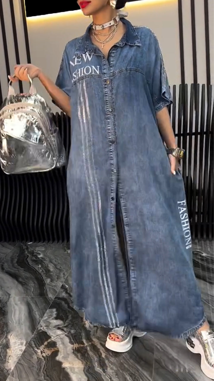 Sukienka damska z klapami Tencel Denim Wygodna i modna