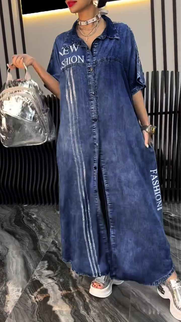 Sukienka damska z klapami Tencel Denim Wygodna i modna